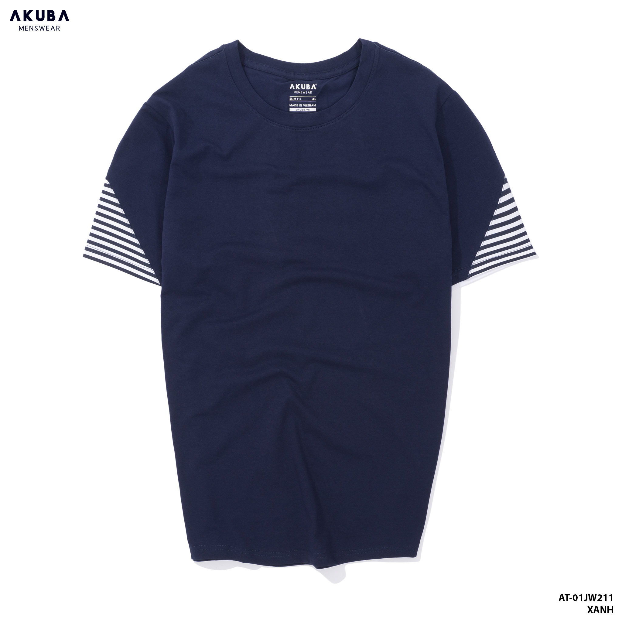 Áo thun tay ngắn cổ tròn Akuba form slimfit chất cotton thoáng mát 01JW211