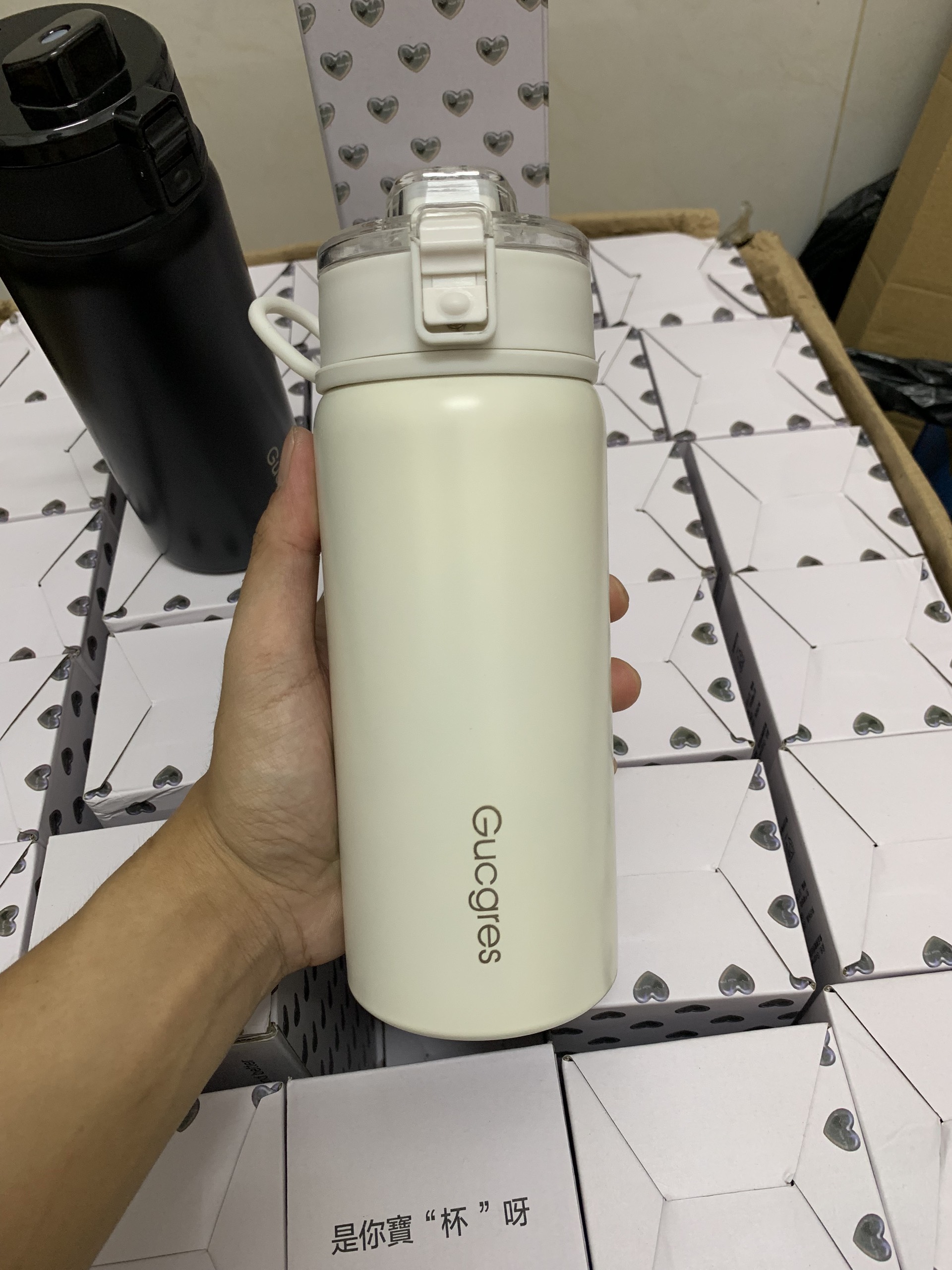 Bình giữ nhiệt MINI inox 316-MN 550ML Tặng Kèm Dây Đeo , Sticker , Cọ Rửa
