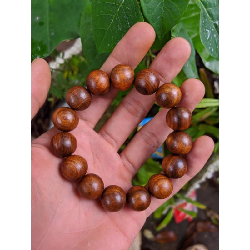 Vòng tay nam hạt 14 ly gỗ thơm BÁCH - XANH màu tự nhiên