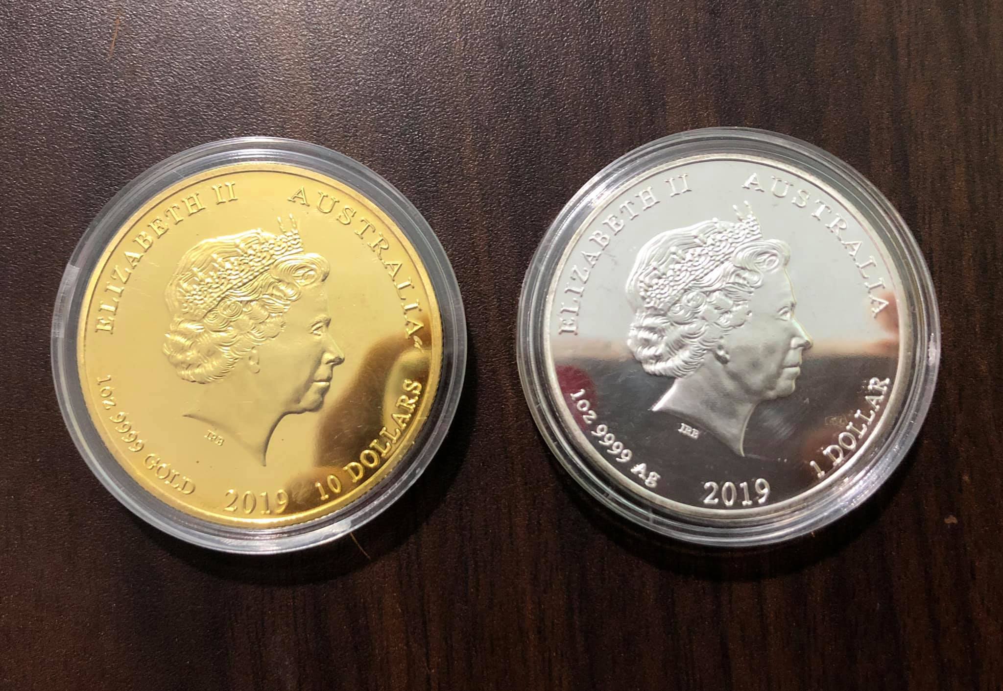 Cặp xu con Heo của Úc vàng và bạc kỷ niệm 2019, tuổi Hợi sưu tầm