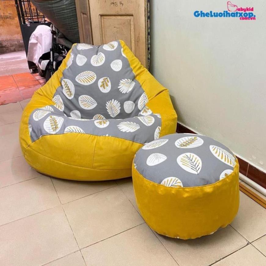 Đôn xốp kê chân họa tiết Babykid, 2 cỡ, thô canvas phối da lộn nhiều màu