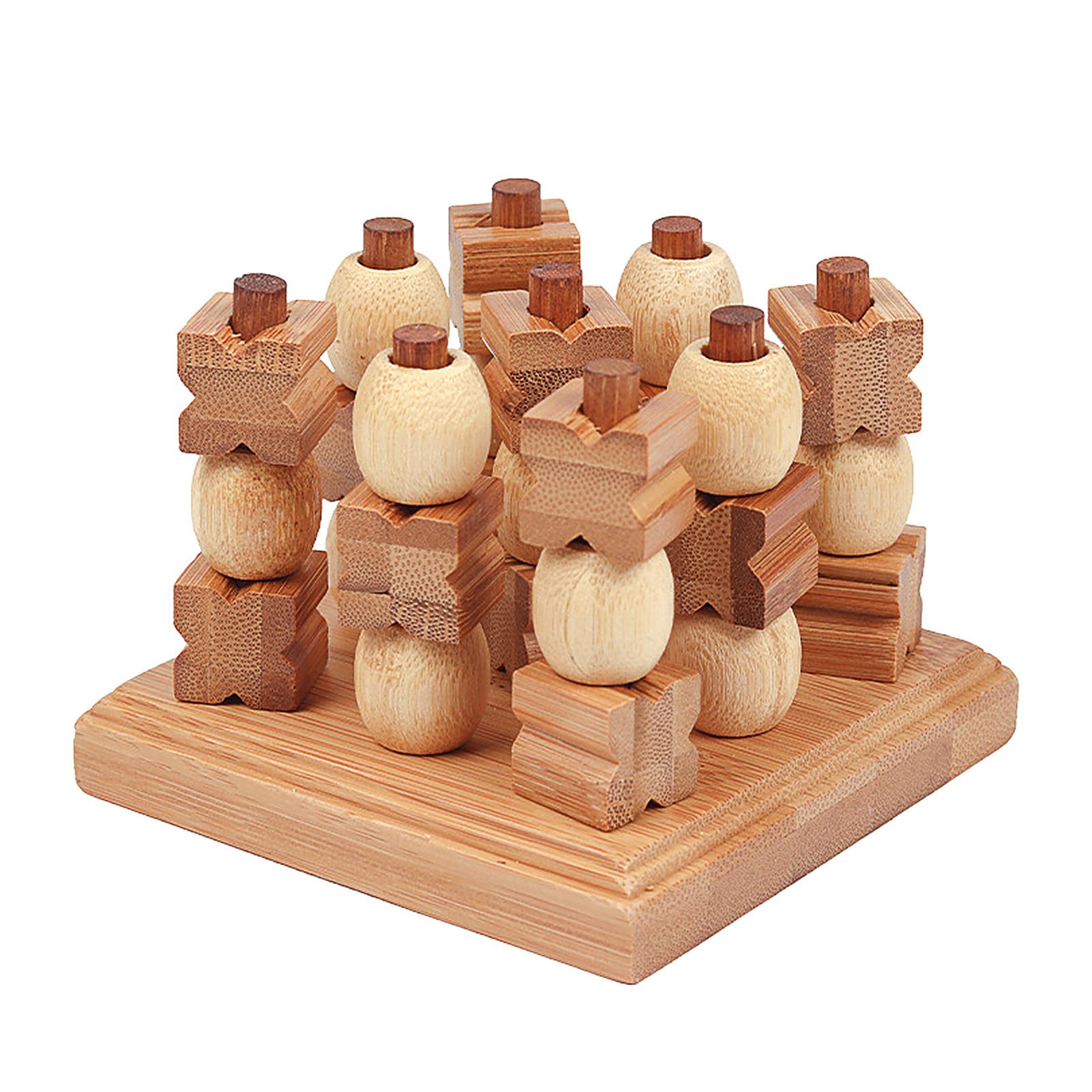 Wooden 3D XO Chess Set Travel Games Entertainment Educational Toys for Kids Adult Family Board Game Strategy Board Game