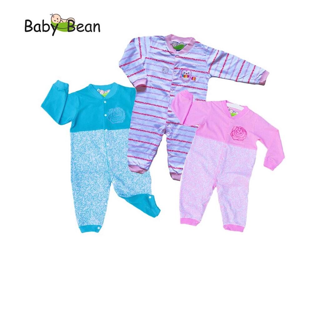 1 Bộ Bodysuit Thun Cotton Tay Dài Quần Dài Bé Sơ Sinh Gái BabyBean (MÀU NGẪU NHIÊN)