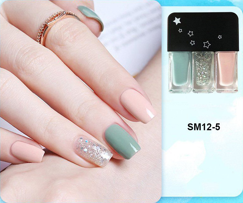 Set 3 lọ sơn móng tay, sơn gel móng tay bóng nhiều màu nail color SM12