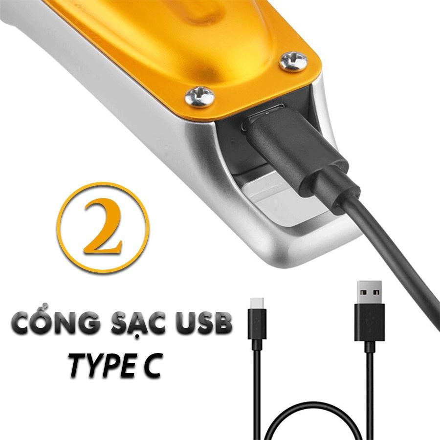 Tông đơ cắt tóc chuyên nghiệp Kemei KM-1955 màn hình LCD công suất mạnh kèm sạc USB, kéo, lược, áo choàng