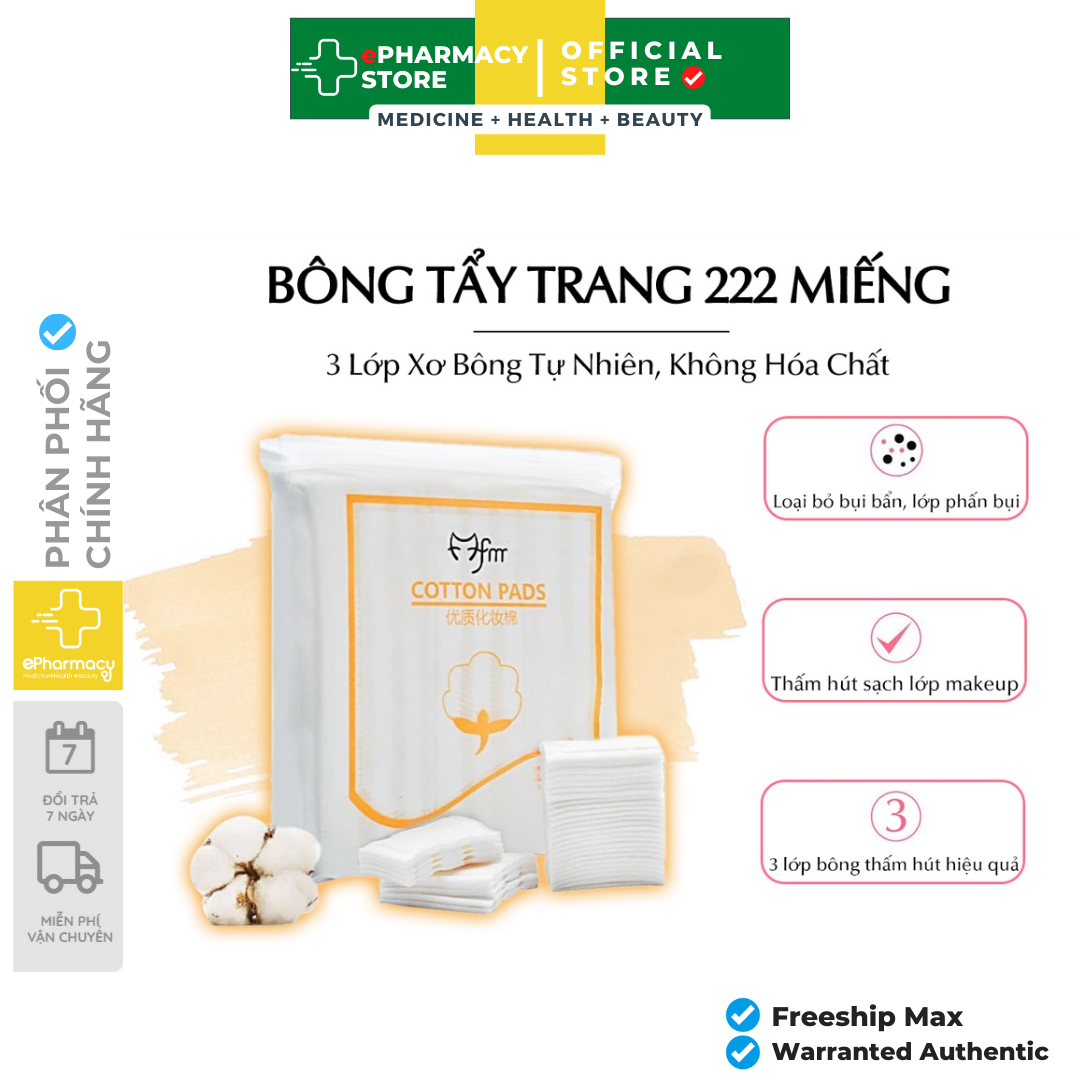 Bông tẩy trang 222 miếng Lameila - Bông trang điểm 3 lớp Cotton Pads Lameila FM - ePharmacy