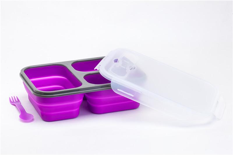 Silicone Folding Lunch Box Lunch Box Thực phẩm container lò vi sóng dã ngoại Bộ đồ ăn