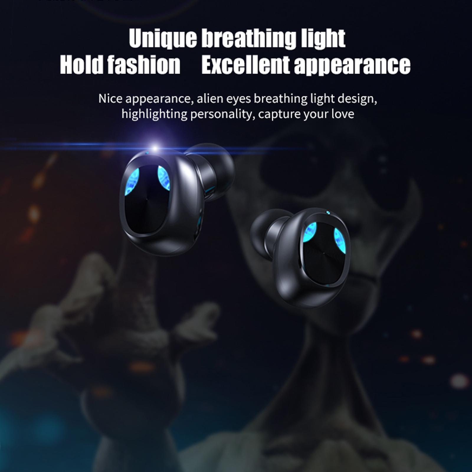 Wireless Bluetooth Earphones Touch Control LED Display for Work black
