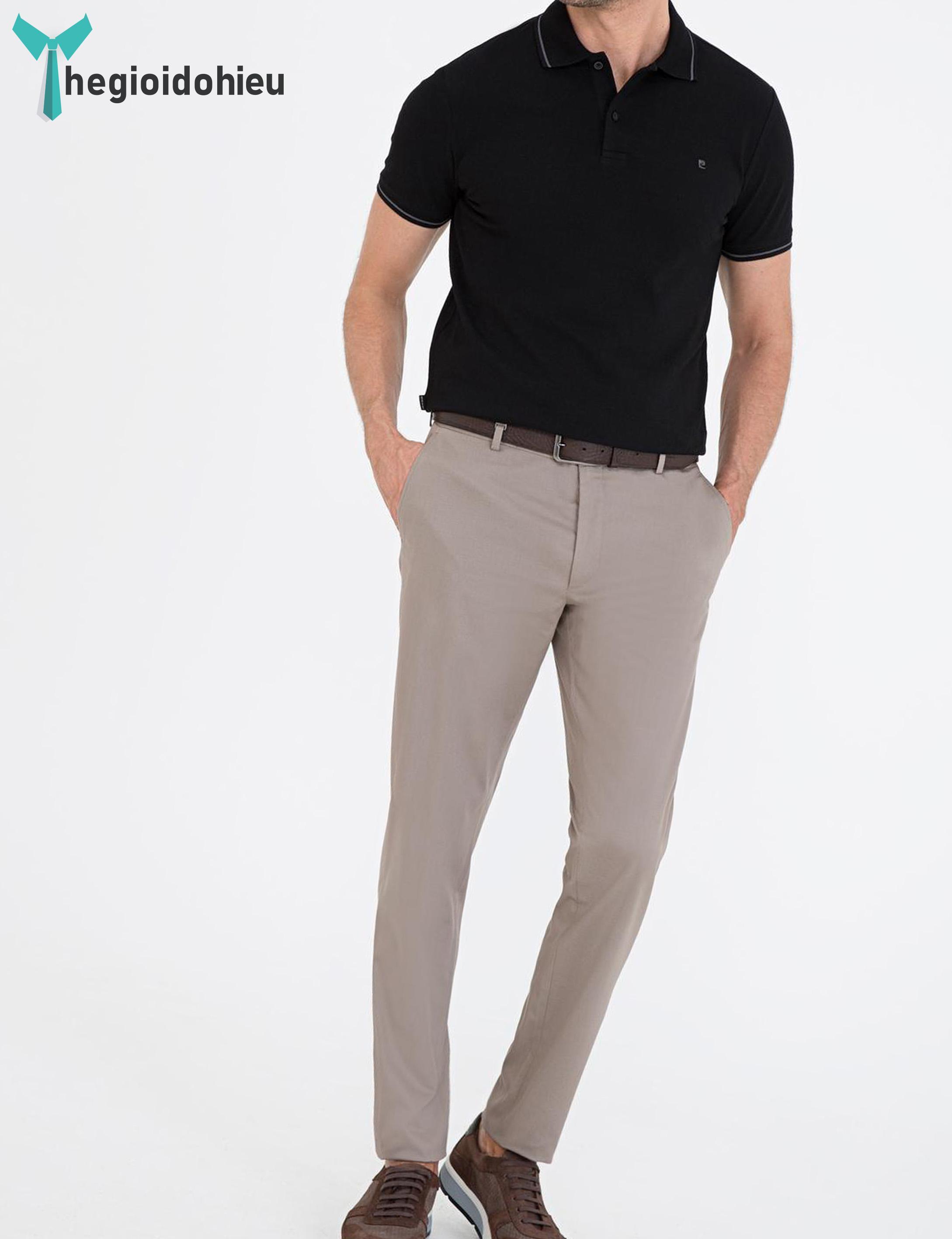 Áo thun nam PierreCardin PCPolo154 (Đen cổ sọc) - Hàng nhập khẩu - Không túi
