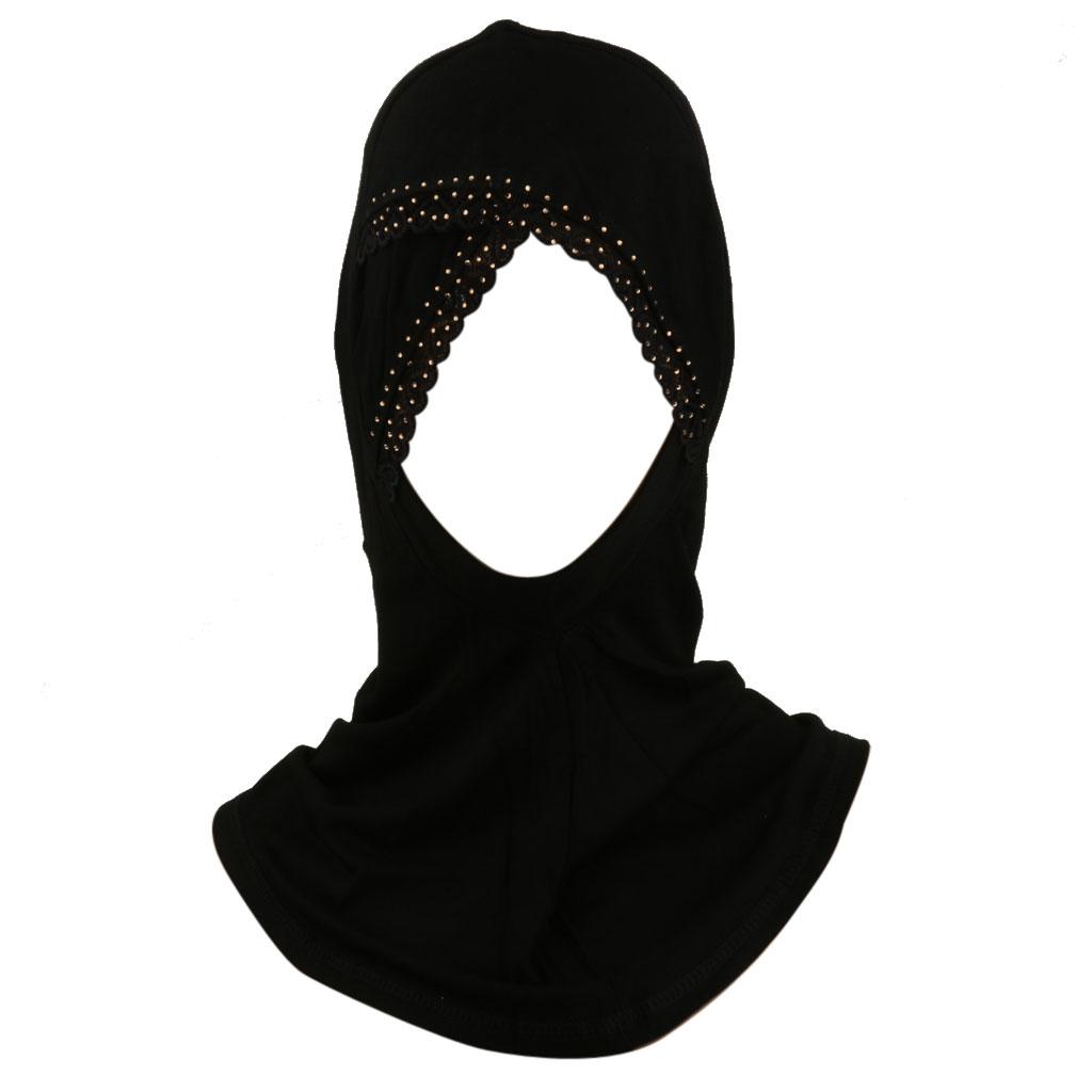 Womens Fashion Accessory Full Cover Wrap Muslim Hijab Caps Head Scarf Black