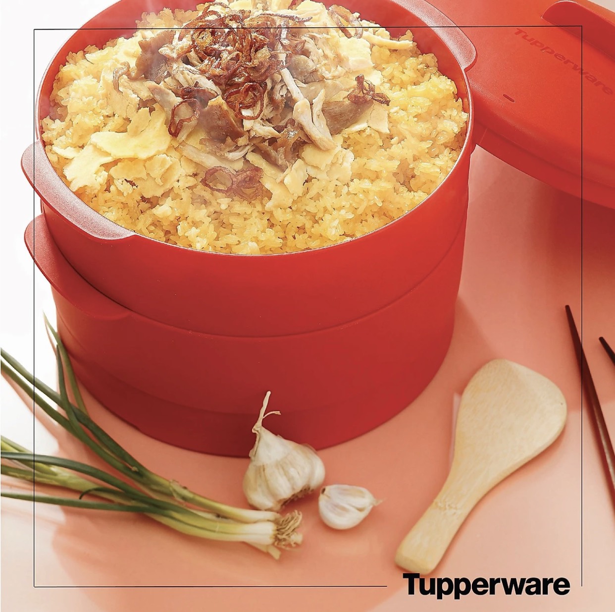 Xửng Hấp 2 Tầng Tupperware Steam It (Màu Đỏ)