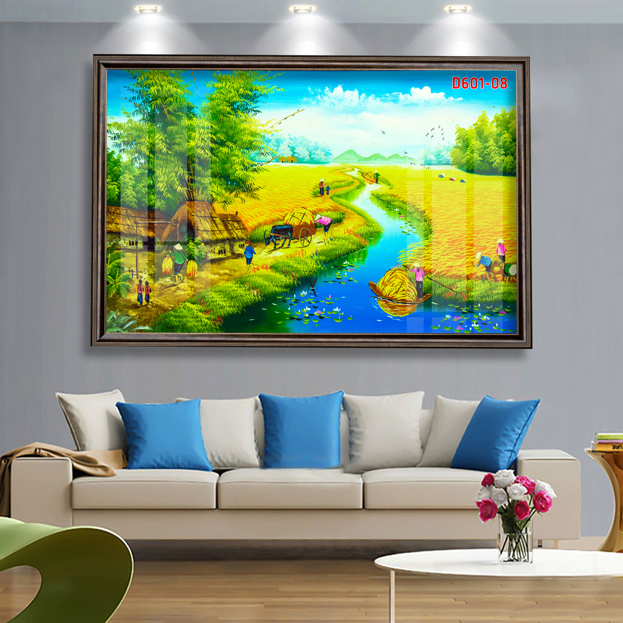 D601 01 Tranh kính Làng quê Việt Nam