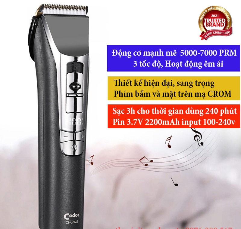 Codos CHC 975 Tông Đơ Cắt Tóc Lưỡi Ceramic Cao Cấp