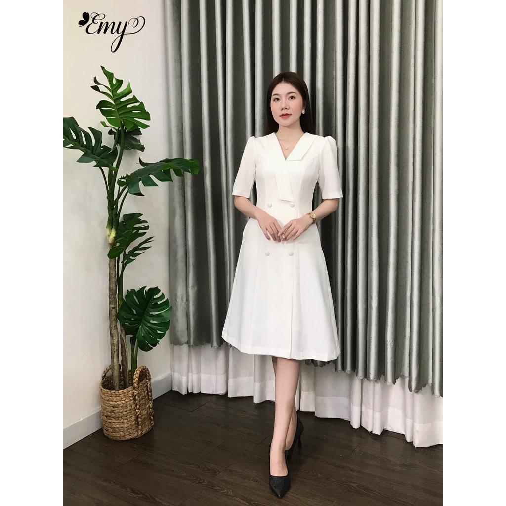 Đầm EMY EM6641 Dáng Chữ A Cổ Vest Có Túi