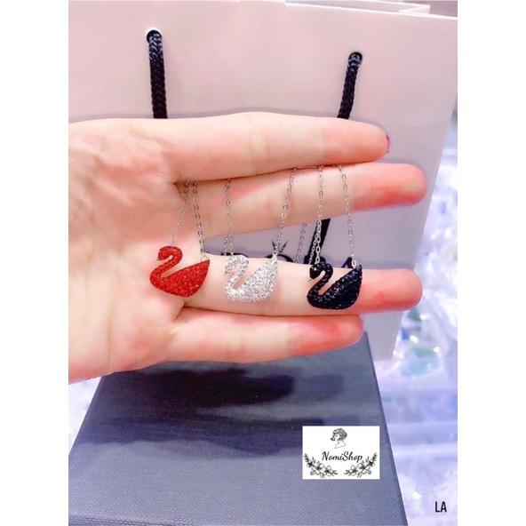 Bộ Trang sức Bạc, Set thiên nga bông tai và dây chuyền, 3 màu Siêu hot - Bạc nomi