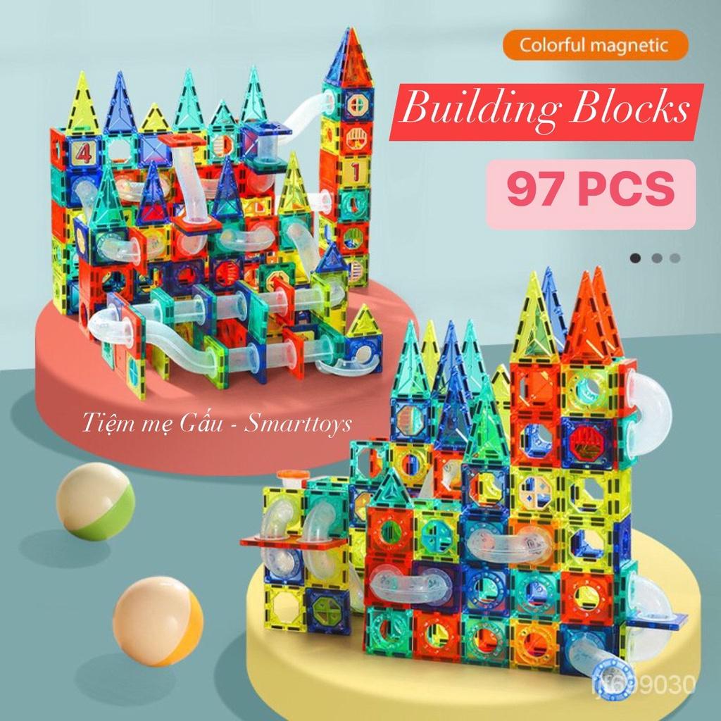 ĐỒ CHƠI CAO CẤP XẾP HÌNH NAM CHÂM THẢ BÓNG COLORFUL MAGNETIC BUILDING BLOCKS 97 PCS CHO BÉ THỎA SỨC SÁNG TẠO