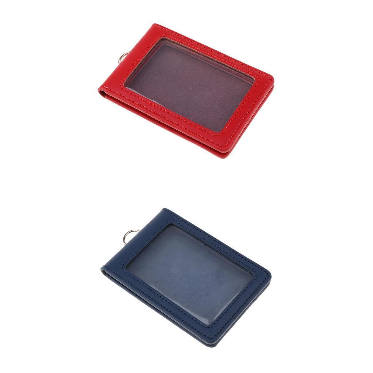 2pcs PU Leather Double Cards Vertical Style ID Badge Holders