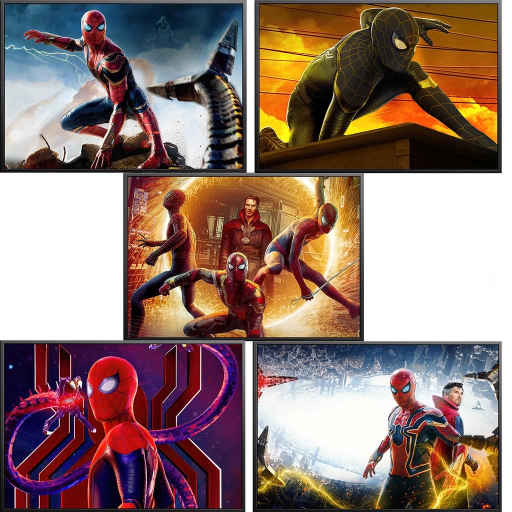 Tranh canvas treo tường SPIDERMAN – NO WAY HOME + khung composite và đinh treo – decor phòng đẹp và ấn tượng