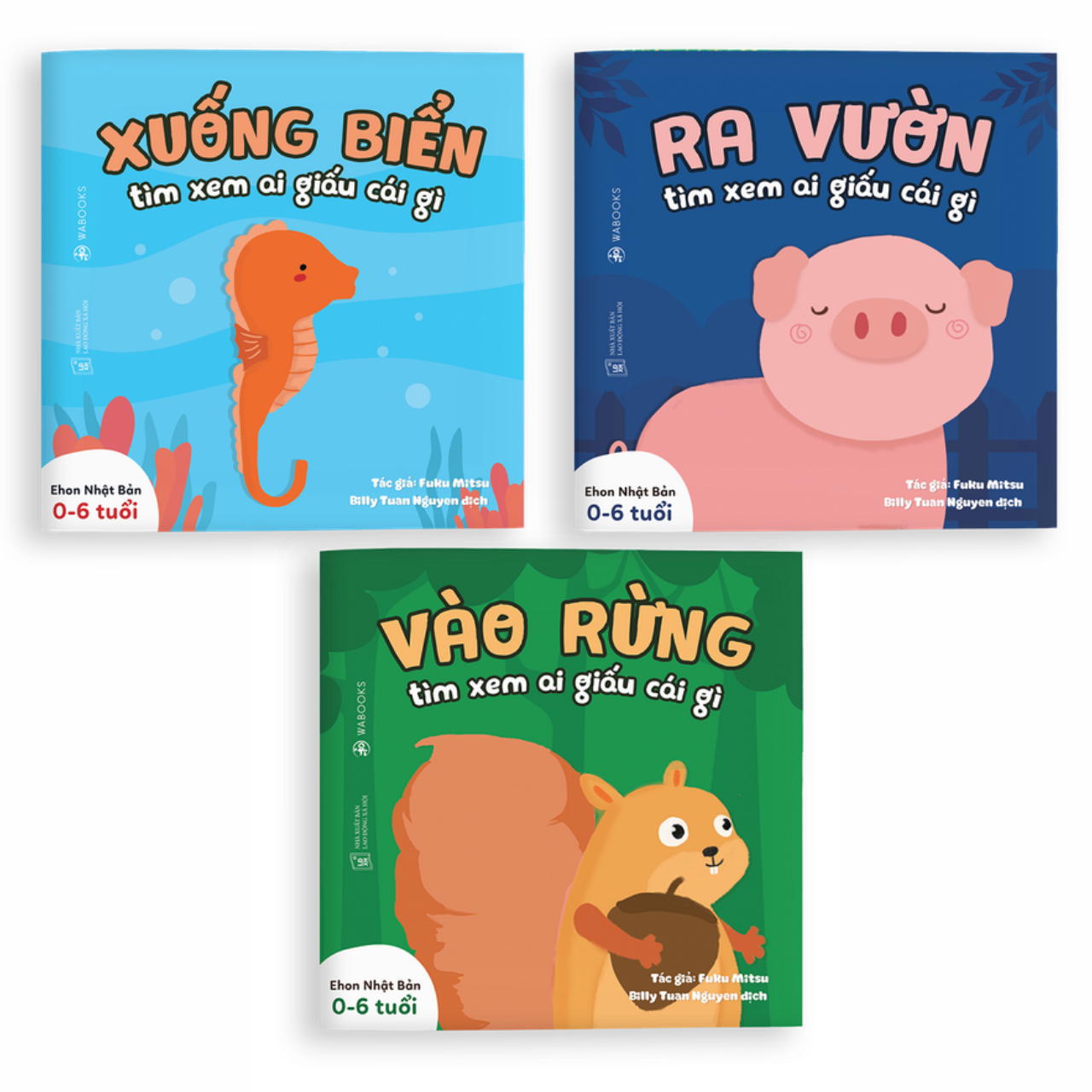 Ehon Nhật Bản - Song Ngữ Anh Việt - Ai Giấu Cái Gì (Bé 0-4 Tuổi)- Combo Bộ Sách 3 Quyển - &quot;Vào Rừng Xem Ai Giấu Cái Gì?&quot;; &quot;Ra Vườn Xem Ai Giấu Cái Gì?&quot;; &quot;Xuống Biển Xem Ai Giấu Cái Gì?&quot;