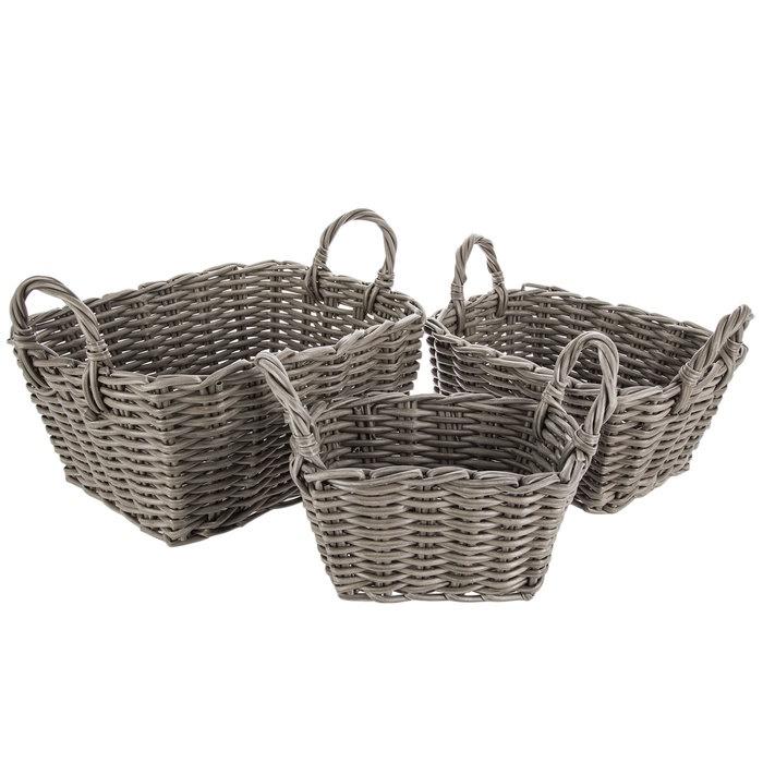 Giỏ đựng đồ đan nhựa giả mây có quai cầm - xinh xắn