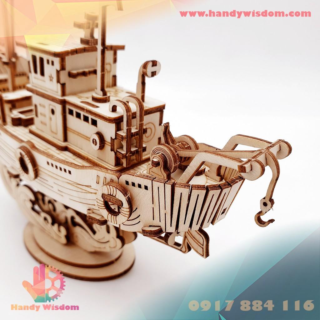 Mô hình lắp ghép gỗ Rolife - Tàu đánh cá - Robotime Fishing Ship TG308