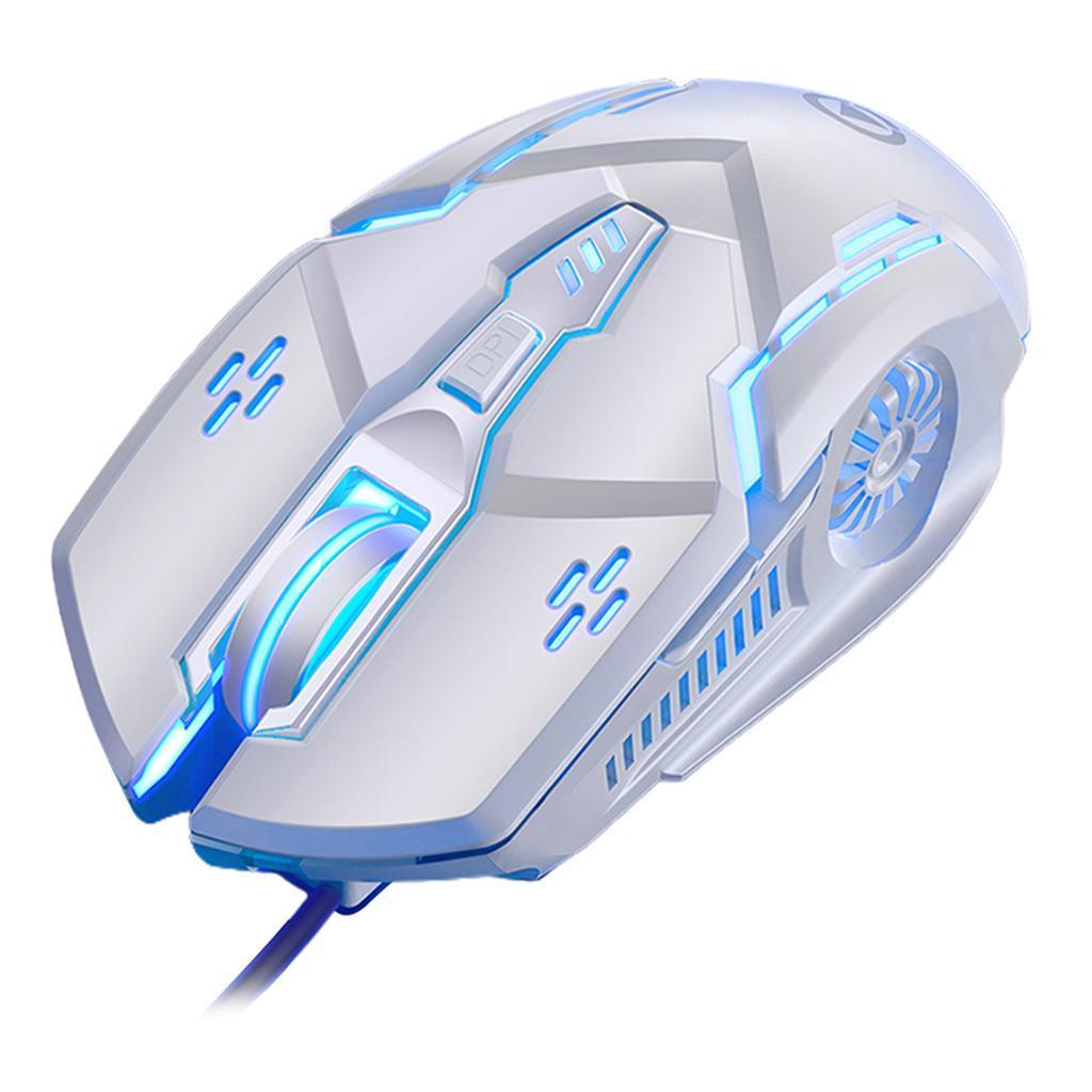 Wired Mouse Six-button Colorful Luminous Gaming Mechanical Mouse White