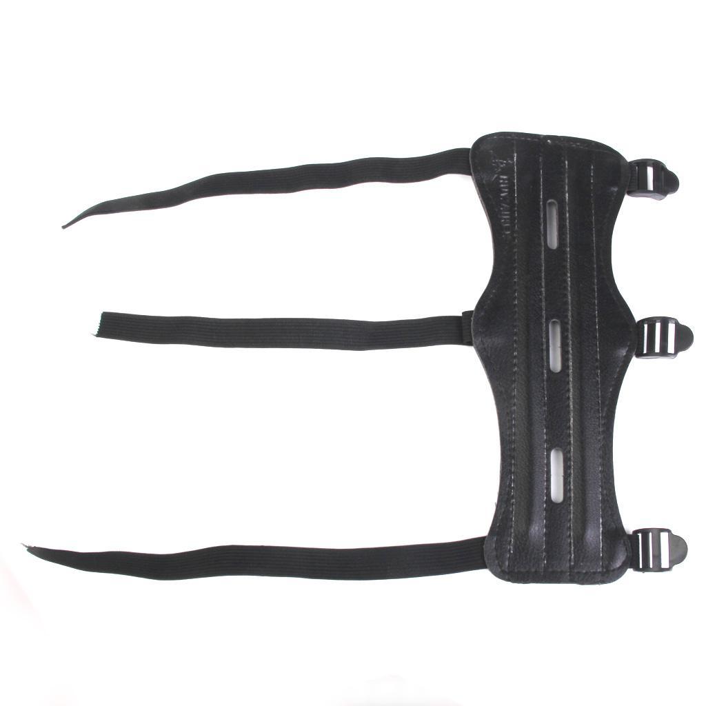 3xAdjustable 3 Strap Arm Guard Protective Leather Archery Shooting Armband A