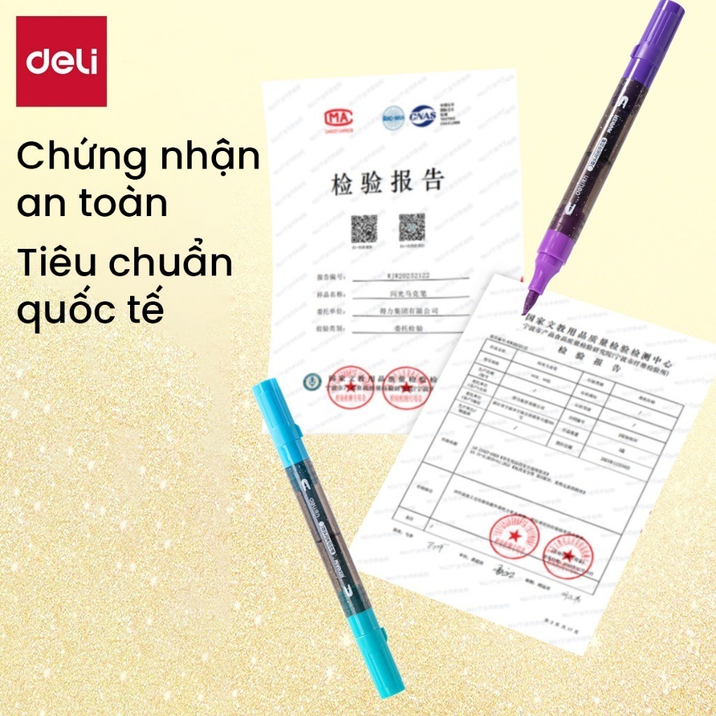 [SALE 39K] Bút Marker Nhũ Kim Tuyến 2 Đầu 12/24/36/48 Màu Cao Cấp Deli Nhũ Sáng Màu Vẽ Anime, Bullet Journey