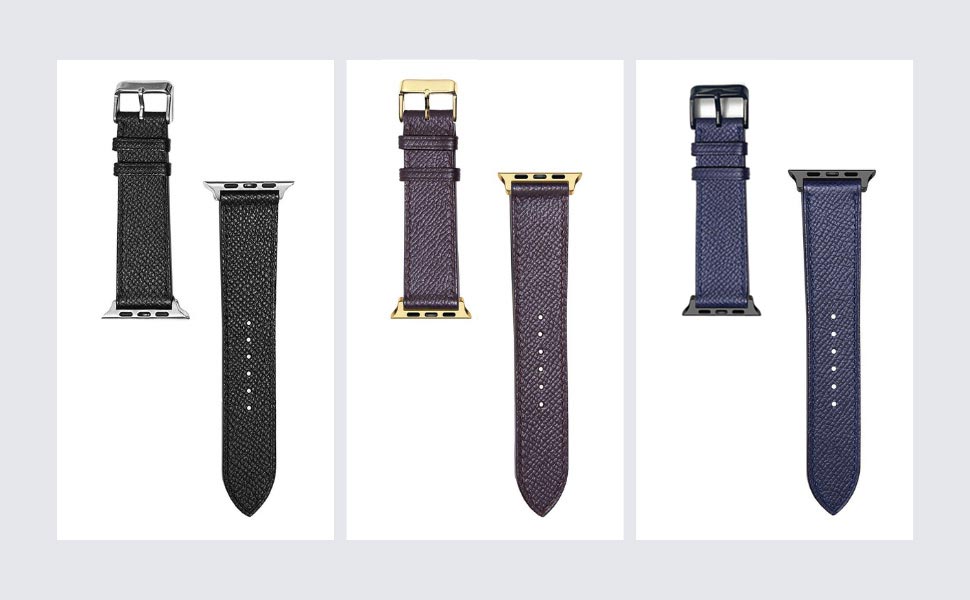 Dây Đồng Hồ Apple Watch 49mm 45mm 44mm 42mm, Chất Liệu Da Bê EPSOM Thảo Mộc Cao Cấp, Nhập Khẩu Từ Châu Âu, Dây Đeo Phong Cách Hiện Đại và Sang Trọng, Tương Thích Các Phiên Bản Series Ultra2/Ultra/SE2/SE/10/9/8/7/6/5/4/3/2/1