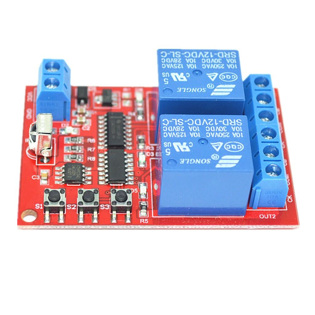 2 Channel DC 12V Power Relay Module Board with 3 Key White Remote Switch