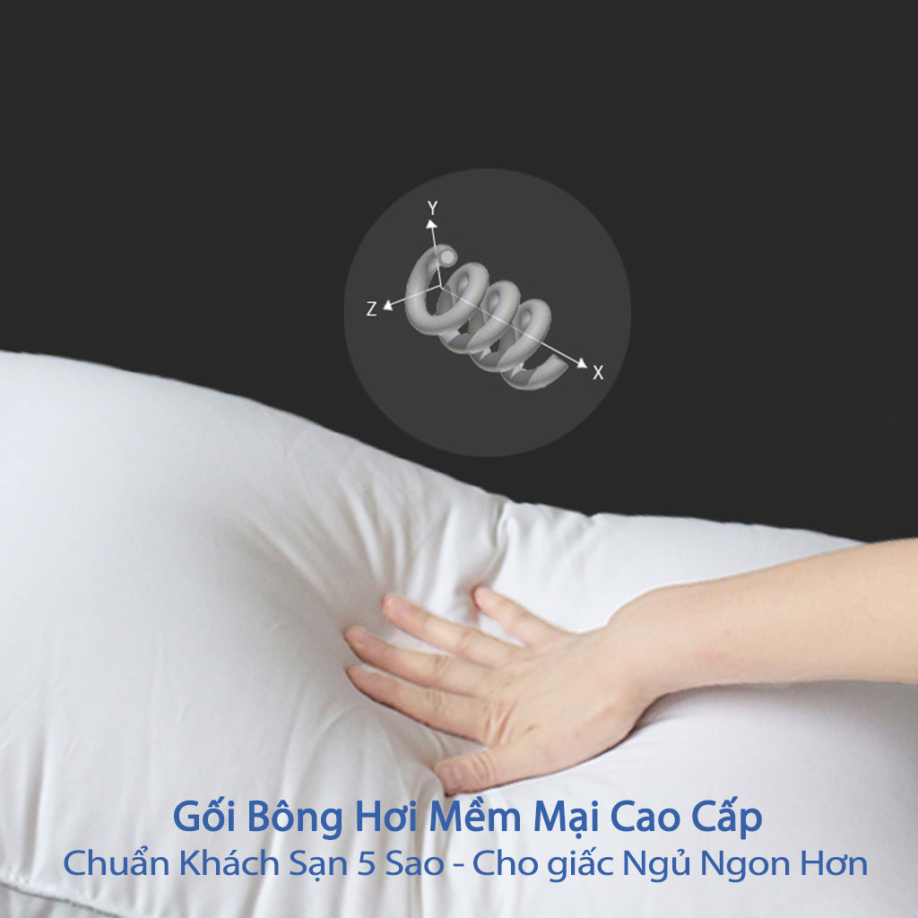 Gối Bông Hơi Cao Cấp Gối Hơi Nằm Ngủ Mềm Mại Kê Chống Mỏi Cổ Ruột Gối Bông Gòn Tư Nhiên Cao Cấp Cho Người Lớn 50x70 và 40x60