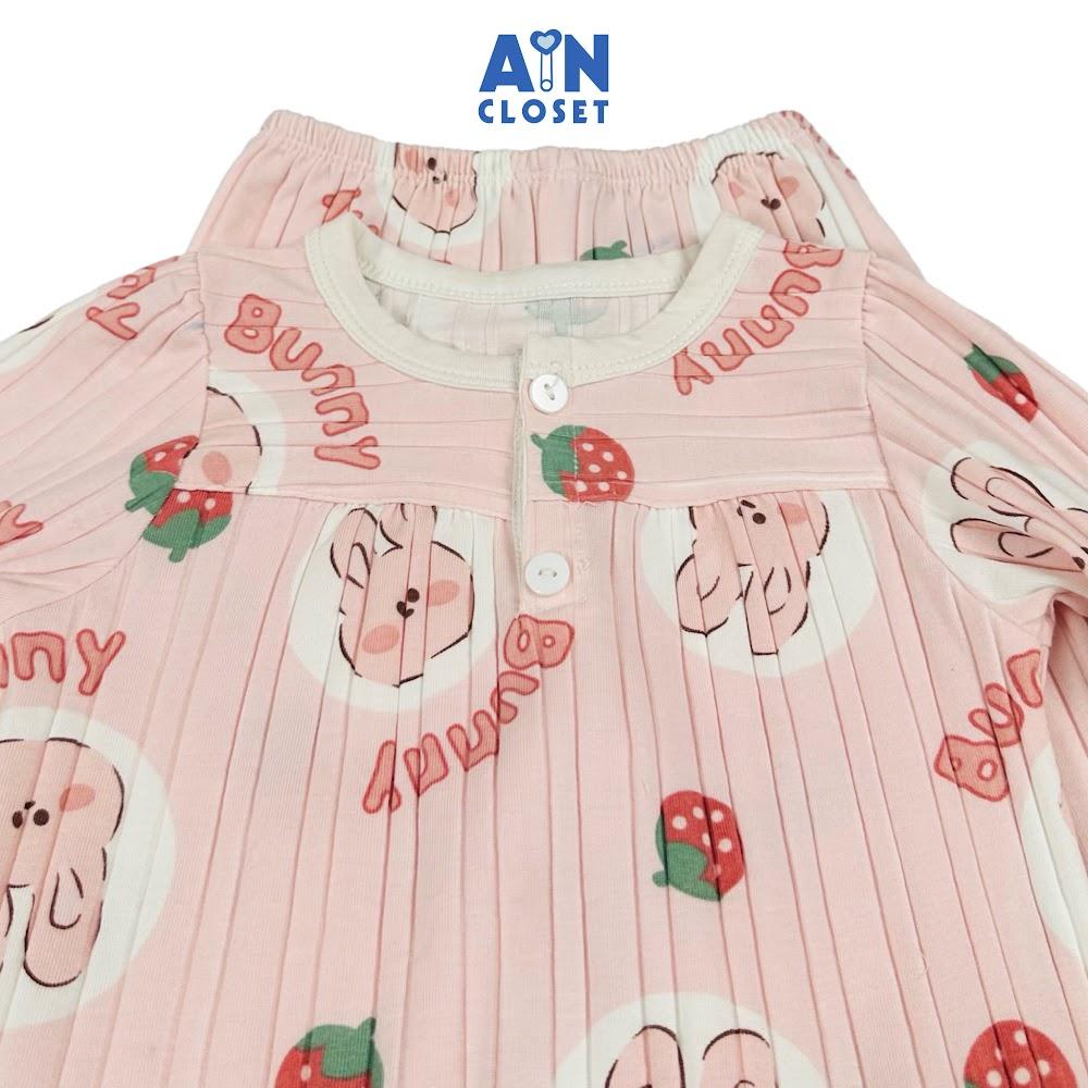 Bộ quần áo Dài bé gái họa tiết Thỏ Bunny Hồng Thun cotton - AICDBGAKL7KY - AIN Closet