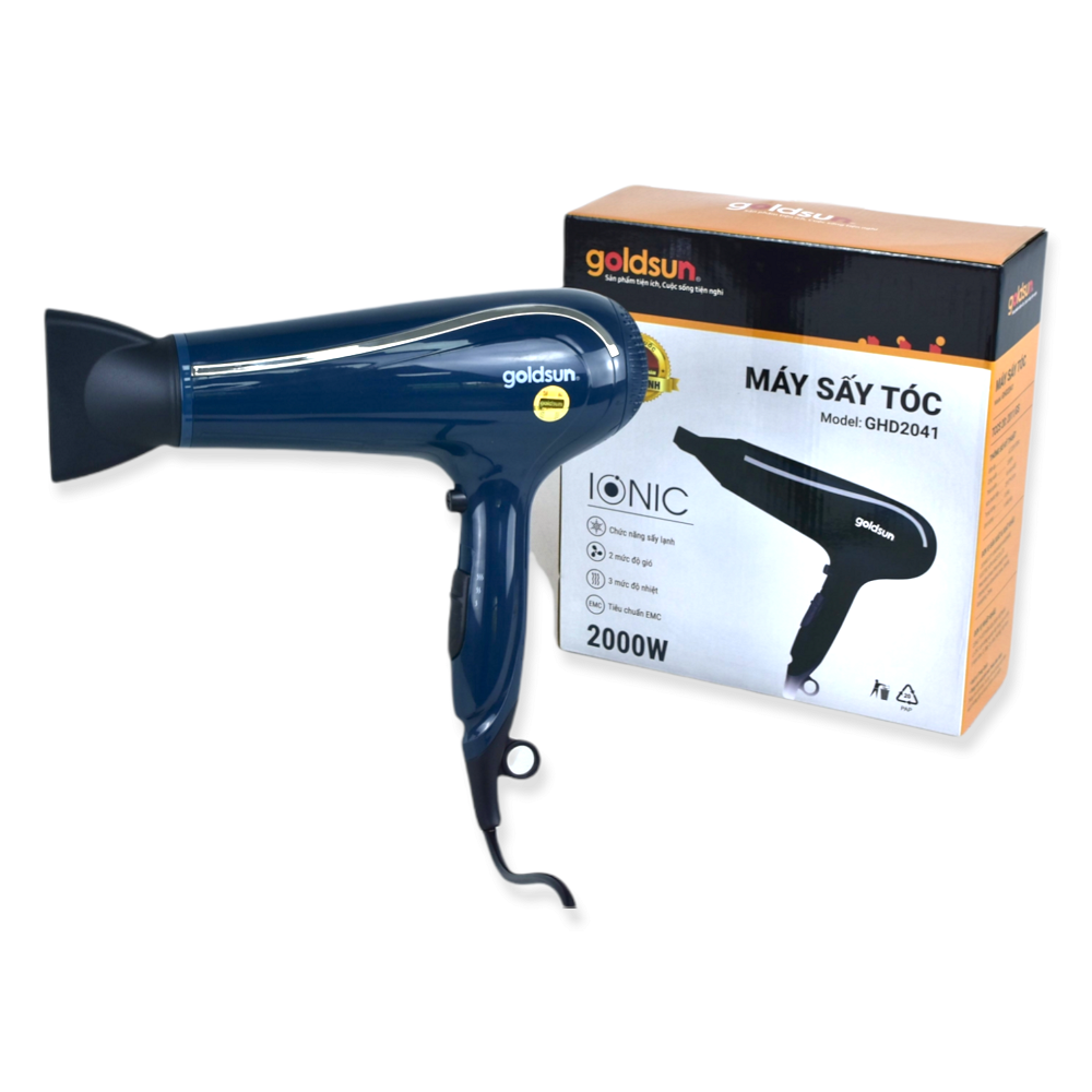 Máy Sấy Tóc Tạo Kiểu Goldsun GHD2041 2 Chiều Nóng Lạnh, 3 Mức Gió Tạo Ionic Chăm Sóc Không Làm Khô Tóc - Hàng chính hãng