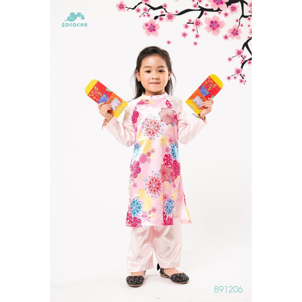 Áo dài bé gái (áo dài+quần) hoa nhí/hạc size 2-10 cho bạn từ 10-35kg