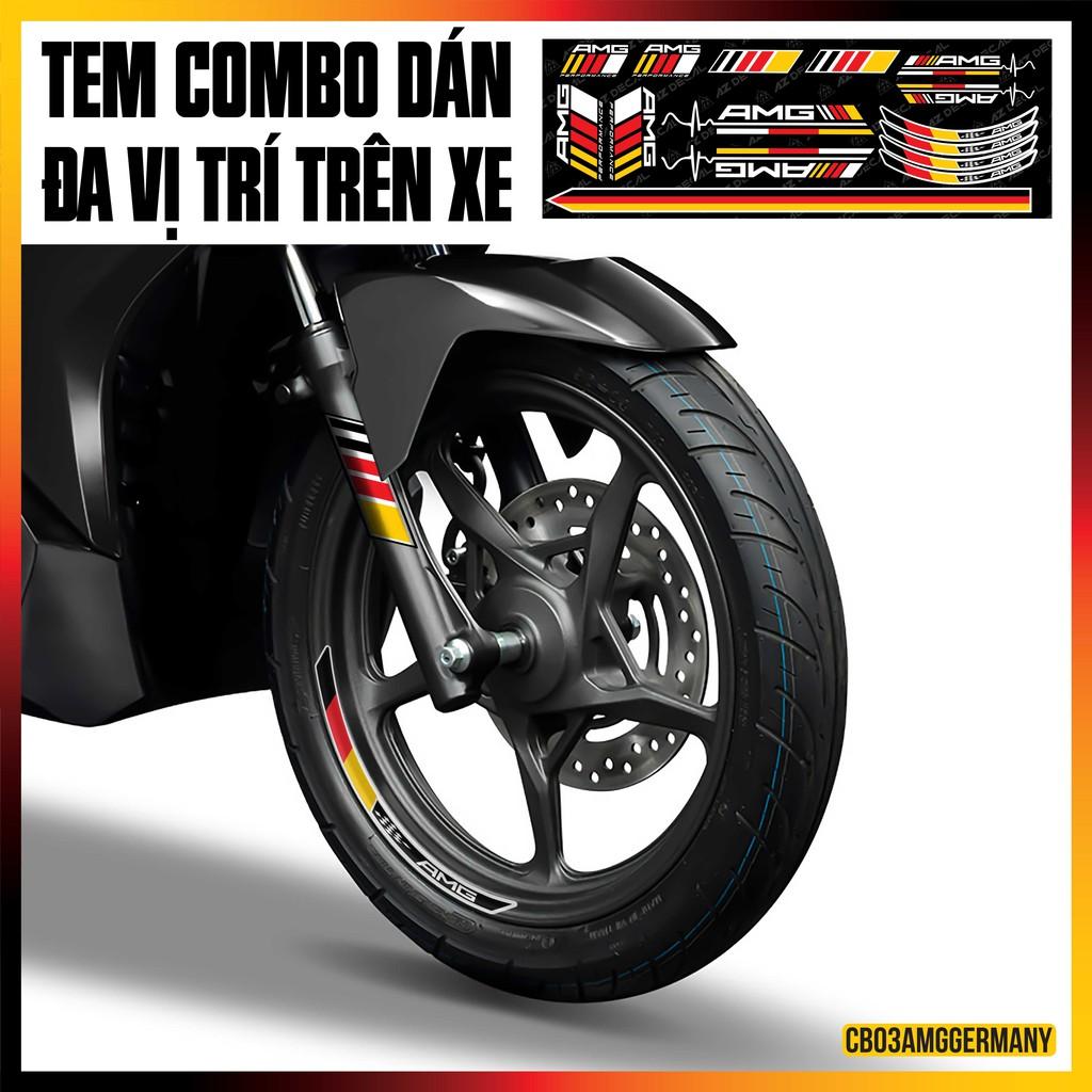 Tem Xe AMG GERMANY Trang Trí Xe Máy, Xe Điện | CB03AMGGERMANY | Decal PVC Dán Đa Vị Trí - In Trong