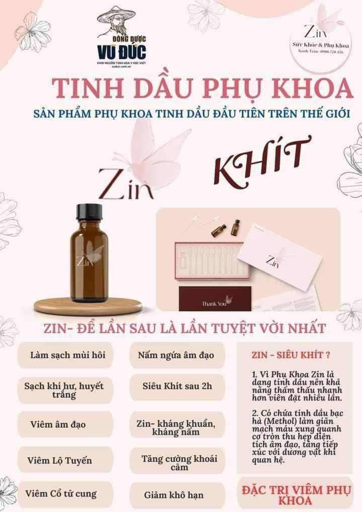 Tinh Dầu Phụ Khoa Zin. Mua Tinh Dầu Tặng DDVS Nữ Oa