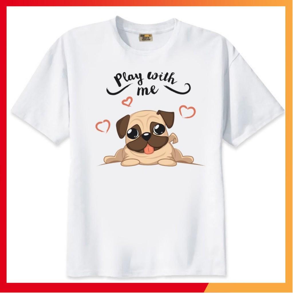 Áo thun Teen Nam Nữ in hình Chó Pug Dog - Form rộng BIGSIZE AZ M1736