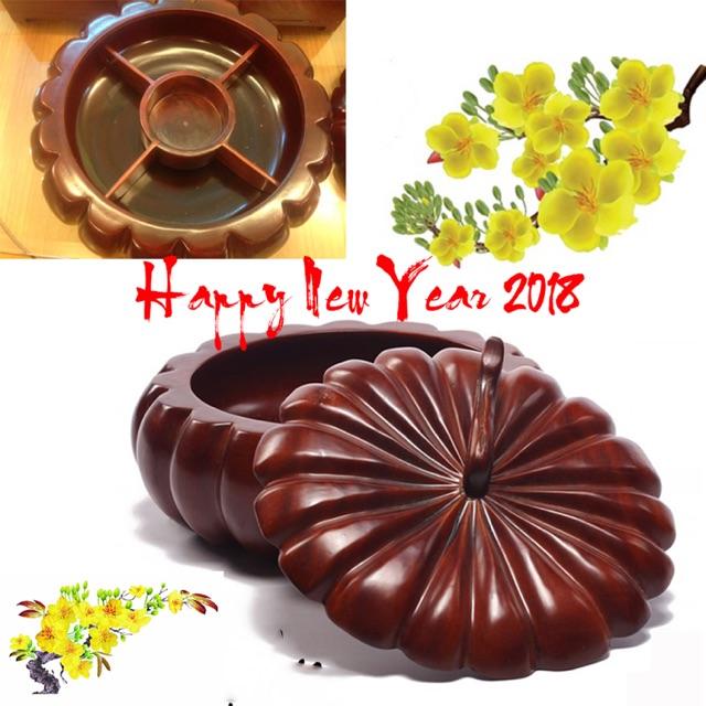 Khay đựng bánh kẹo QUẢ BÍ TO gỗ HƯƠNG NAM PHI