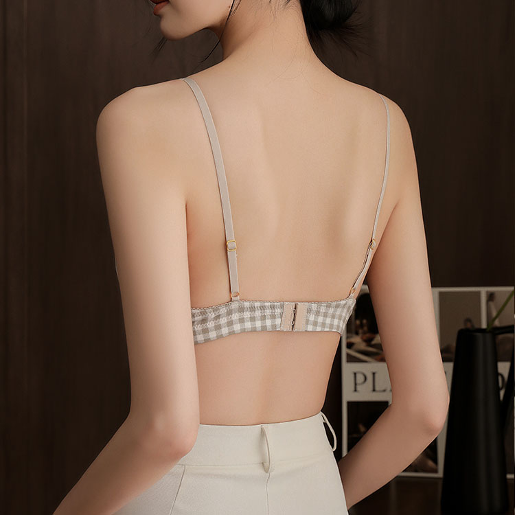 Bralette Cotton Đệm Mỏng Họa Tiết Kẻ Caro Thoáng Mát Phong Cách Nhật Bản B497