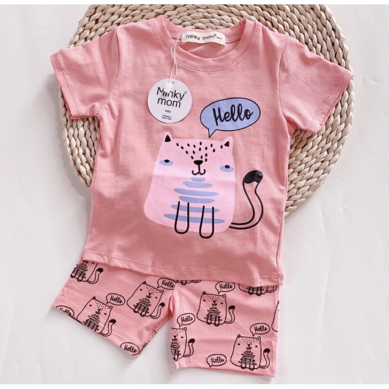 Bộ cộc tay cotton Minky mom hoạ tiết ngộ nghĩnh cho bé