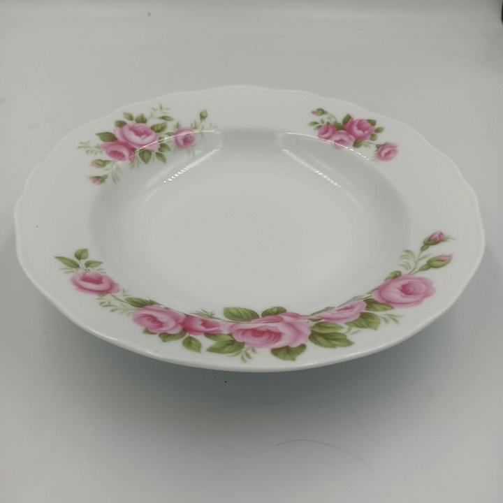 Đĩa Sứ Hoa Hồng Chùm Đỏ Kích Thước 20.5 CM Hàng Nhập Khẩu Cao Cấp