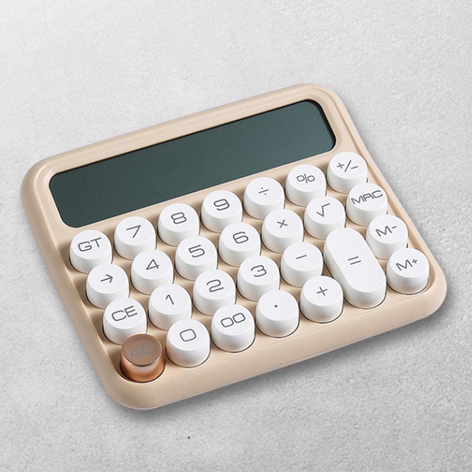 Portable Desktop Calculator Large Display Big Button 12 digits for Home Khaki