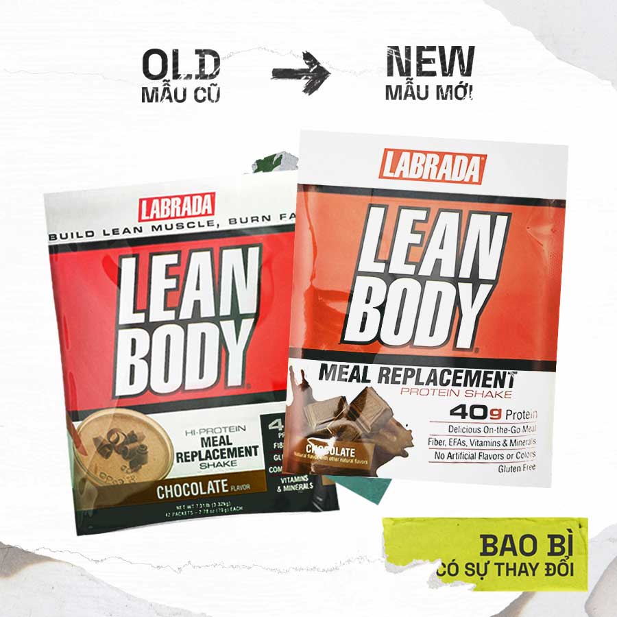 Set 20 Gói Lean Body MRP từ Labrada  - Bữa ăn thay thế hoàn chỉnh - Hỗ trợ Tăng cơ, Giảm mỡ, Các nhóm Vitamine & Khoáng chất cho người tập luyện thể thao