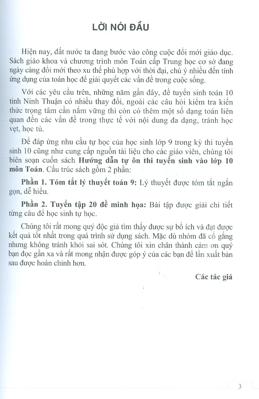 Hướng Dẫn Tự Ôn Thi Tuyển Sinh Vào Lớp 10 Môn Toán