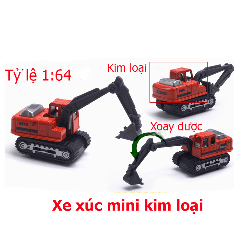 Đồ chơi mô hình xe xúc mini KAVY NO.8808 chất liệu kim loại an toàn cho bé có thể làm trang trí - màu đỏ