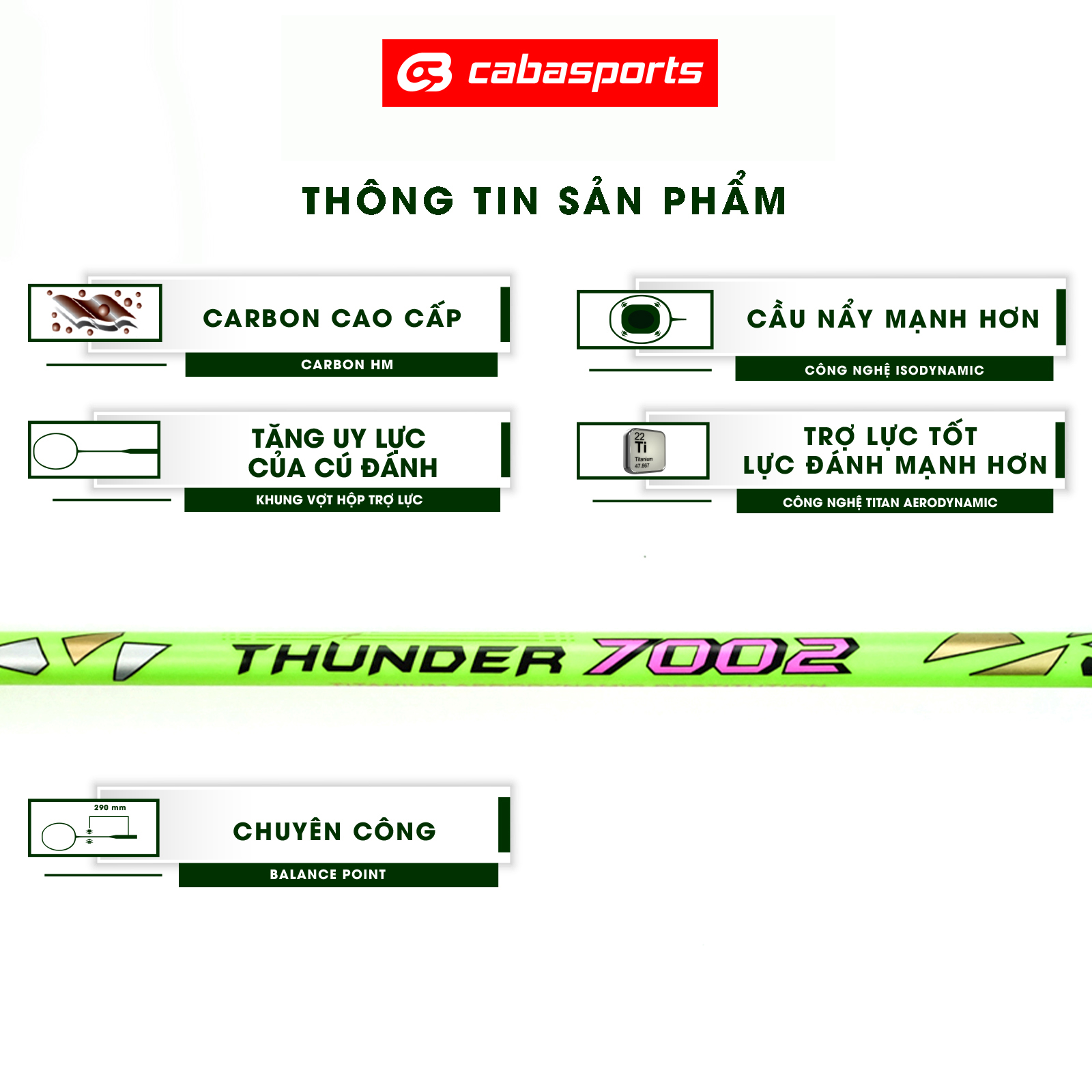 Vợt ProKennex Thunder 7002 Đã Căng Cước Rainbow trợ lực chính hãng chất lượng