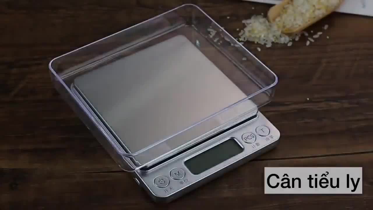 Cân tiểu ly điện tử nhà bếp mini định lượng 1g - 10kg làm bánh độ chính xác cao kèm 2 viên pin AAA