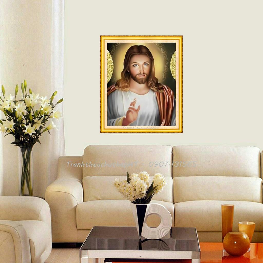 Tranh thêu chữ thập Chúa Jesu LV3029 - size: 50*61cm