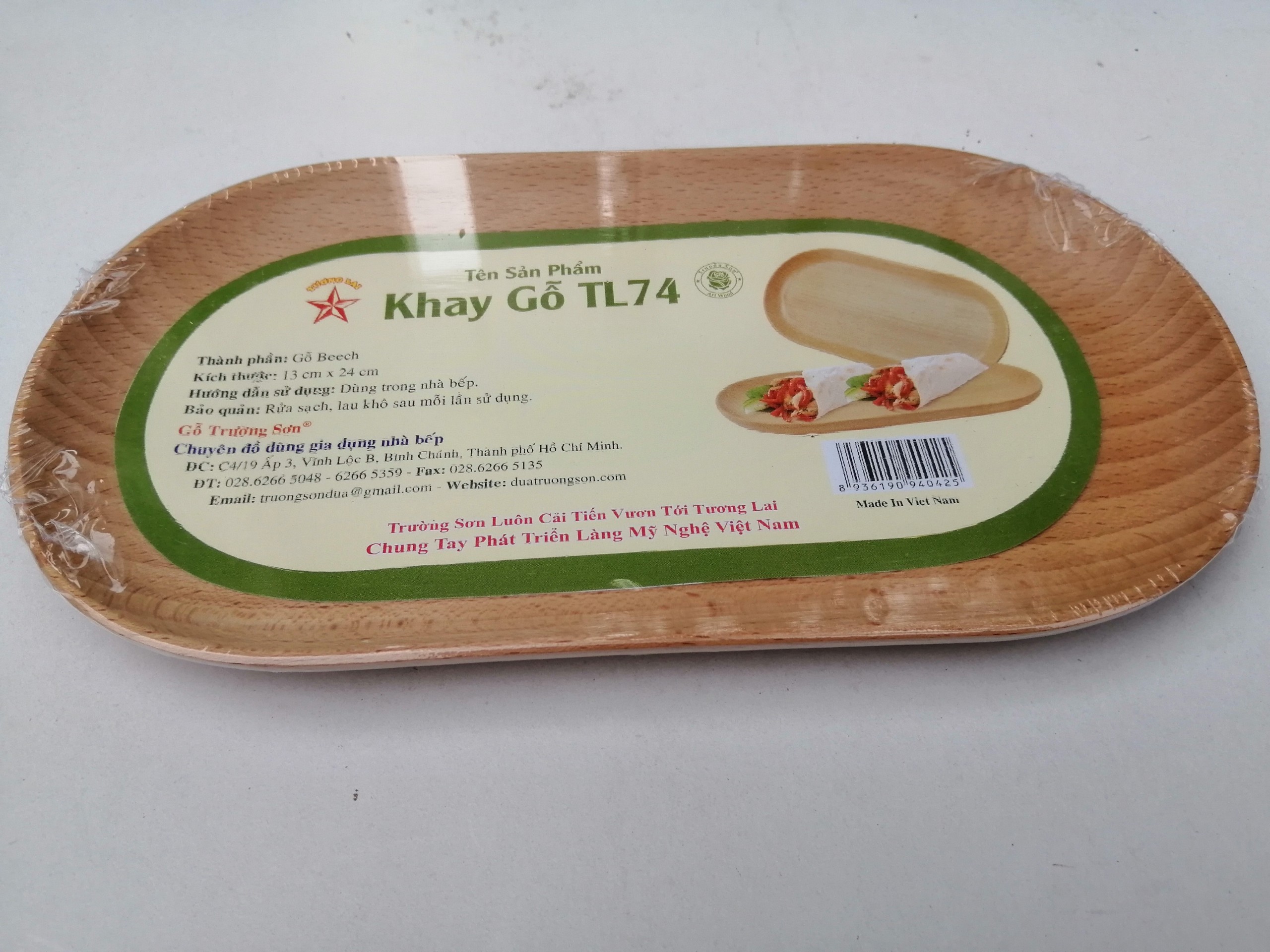 Khay Gỗ Hình Oval TL74 24 Cm Dùng Để Trưng Bày, Đựng Thức Ăn Bánh Kẹo - Đồ Gỗ Nhà Bếp Thương Hiệu Trường Sơn