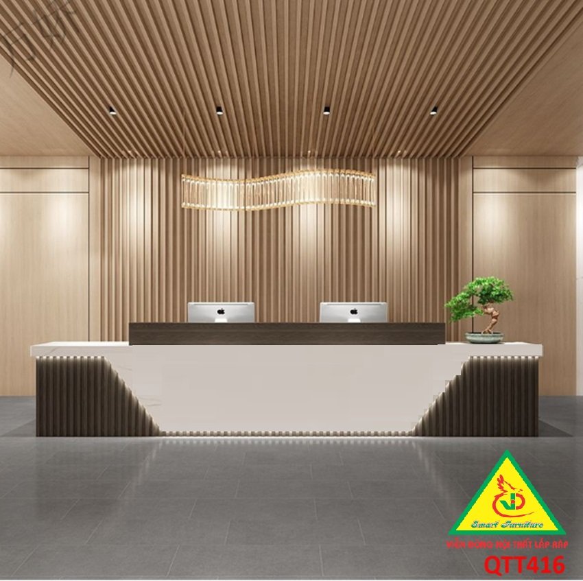 QUẦY LỄ TÂN, QUẦY TIẾP TÂN, QUẦY TÍNH TIỀN, QUẦY THU NGÂN QTT416 ( không đèn ) - Nội thất lắp ráp Viễn Đông Adv